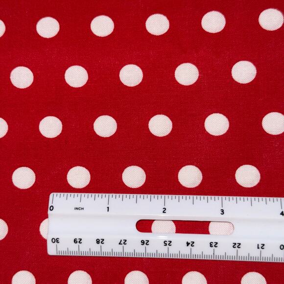 White Polka Dot on Red Cotton Fabric - 1 Yard - Blender, Holiday, Minnie Mouse - Picture 3 of 5